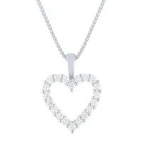 (G-H / Si1-Si2) Womens 1/4 CT. T.W. Lab Grown White Diamond Sterling Silver Heart Pendant Necklace