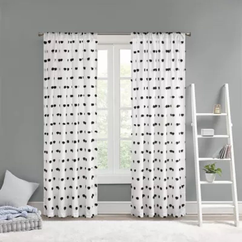 Intelligent Design Lauren Embellished Sheer Rod Pocket Single Curtain Panel