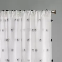 Intelligent Design Lauren Embellished Sheer Rod Pocket Single Curtain Panel