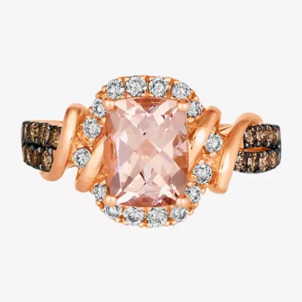 Le Vian® Ring featuring 1 1/2 CT. Peach Morganite™ 1/3 Nude Diamonds™ Chocolate Diamonds® set 14K Strawberry Gold®