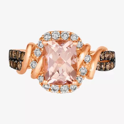 Le Vian® Ring featuring 1 1/2 CT. Peach Morganite™ 1/3 Nude Diamonds™ Chocolate Diamonds® set 14K Strawberry Gold®