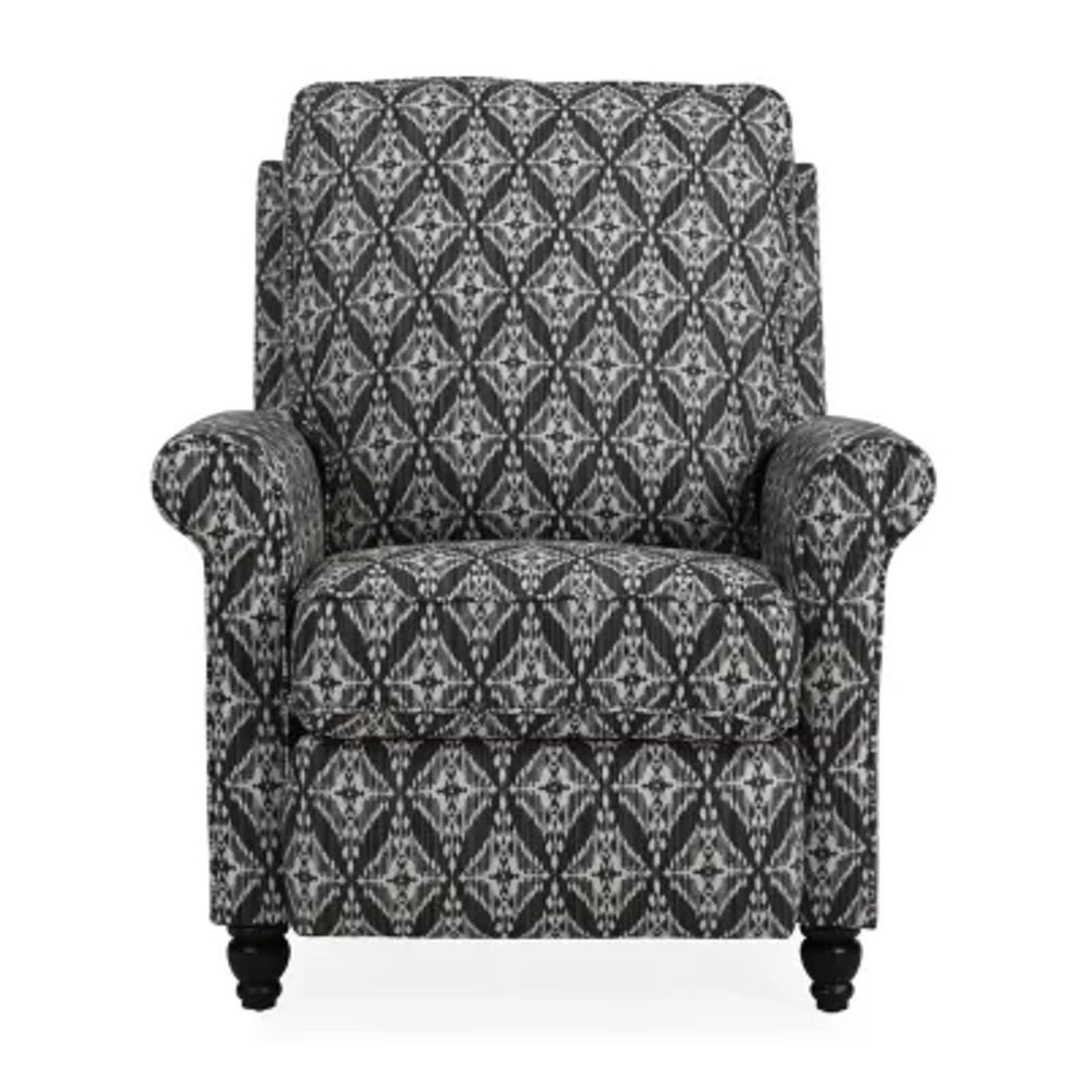 ProLounger Sheahan Transitional Roll-Arm Push Back Recliner Diamond Medallion Print