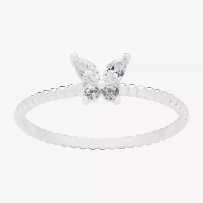 Silver Treasures Cubic Zirconia Sterling Silver Butterfly Band