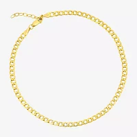 10K Gold 9 Inch Hollow Curb Ankle Bracelet