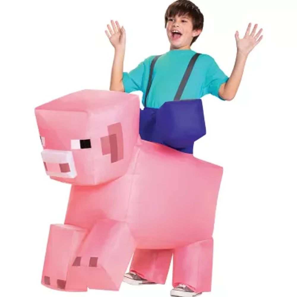 Little & Big Unisex Pig Ride On Inflatable Minecraft Costume