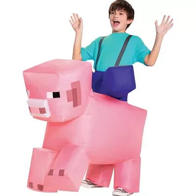 Little & Big  Unisex Pig Ride On Inflatable Minecraft Costume