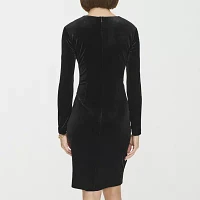 Marc New York Womens Velvet Long Sleeve Sheath Dress