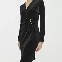 Marc New York Womens Velvet Long Sleeve Sheath Dress