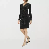 Marc New York Womens Velvet Long Sleeve Sheath Dress