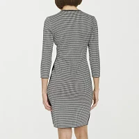 Marc New York Womens Houndstooth 3/4 Sleeve Sheath Dress