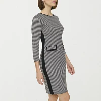 Marc New York Womens Houndstooth 3/4 Sleeve Sheath Dress