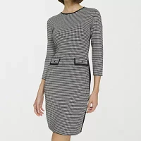 Marc New York Womens Houndstooth 3/4 Sleeve Sheath Dress