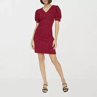 Marc New York Houndstooth Womens Short Sleeve Shift Dress