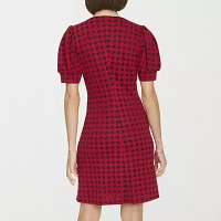 Marc New York Houndstooth Womens Short Sleeve Shift Dress