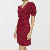 Marc New York Houndstooth Womens Short Sleeve Shift Dress