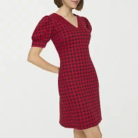 Marc New York Houndstooth Womens Short Sleeve Shift Dress