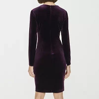 Marc New York Womens Velvet Long Sleeve Sheath Dress