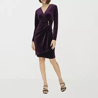 Marc New York Womens Velvet Long Sleeve Sheath Dress