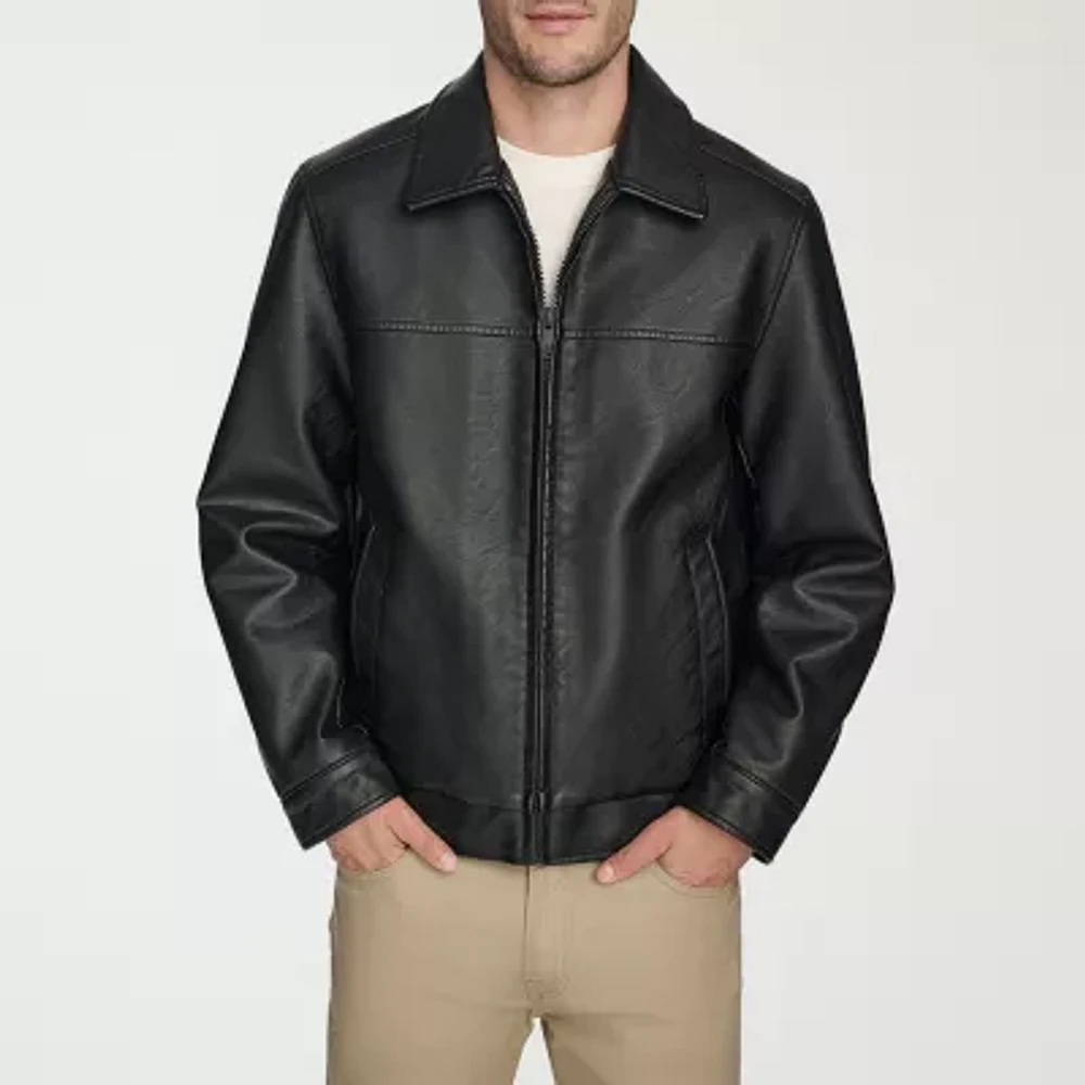 Dockers Mens Faux Leather Lined Water Resistant Midweight Jacket