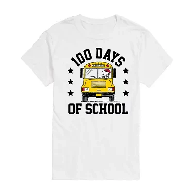 Mens Short Sleeve Snoopy 100 Days Of School Graphic T-Shirt