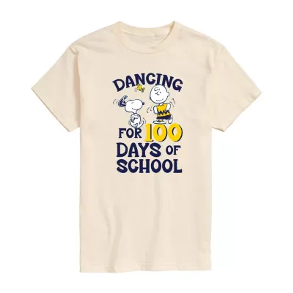 Mens Short Sleeve Peanuts 100 Days Of School Graphic T-Shirt