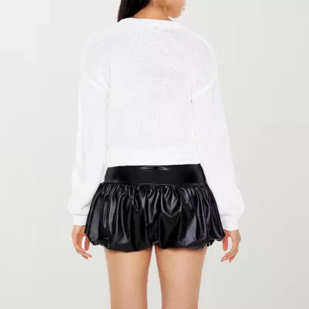 Forever 21 Juniors Womens Crew Neck Long Sleeve Bows Pullover Sweater