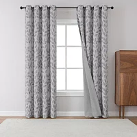 Max Blackout Leaf Reversible Energy Saving 100% Grommet Top Single Curtain Panel