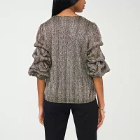 Sam And Jess Womens V Neck 3/4 Sleeve Blouse