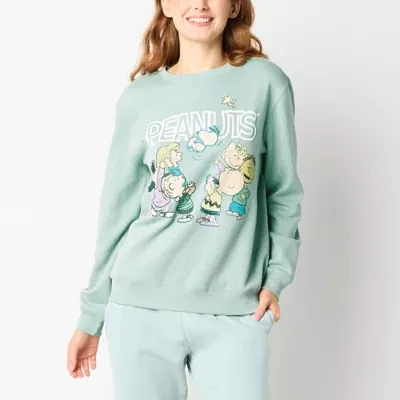 Juniors Peanuts Womens Crew Neck Long Sleeve Sweatshirt