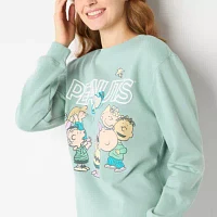 Juniors Peanuts Womens Crew Neck Long Sleeve Sweatshirt