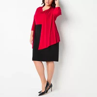 Connected Apparel Womens Plus Faux-Jacket Dress