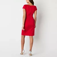 Jessica Howard Womens Bow Short Sleeve Sheath Dress