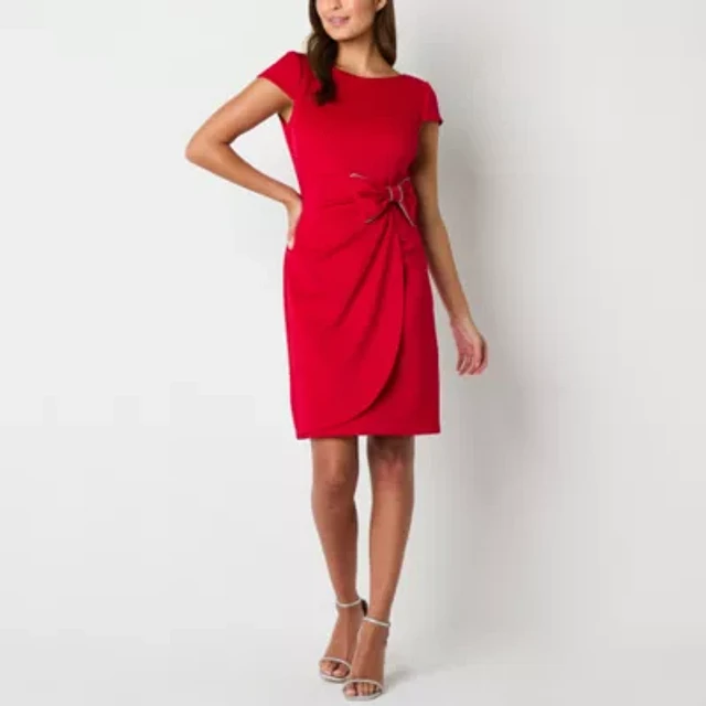 jessica howard womens bow short sleeve sheath dress Jessica Howard Women's Bow-Trim Fit & Flare Dress
