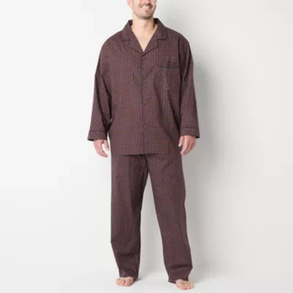 Stafford Mens Big Long Sleeve 2-pc. Pant Pajama Set