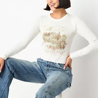 Arizona Juniors Womens Crew Neck Long Sleeve Graphic T-Shirt