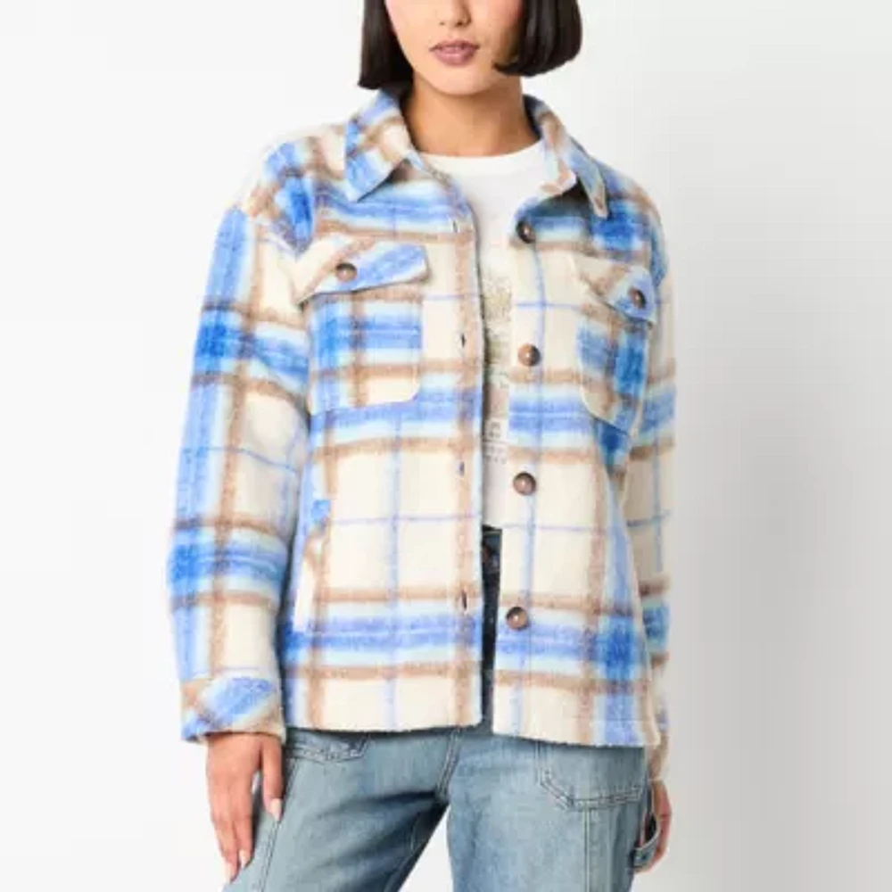 Arizona Plaid Shacket Midweight Womens Juniors Shirt Jacket