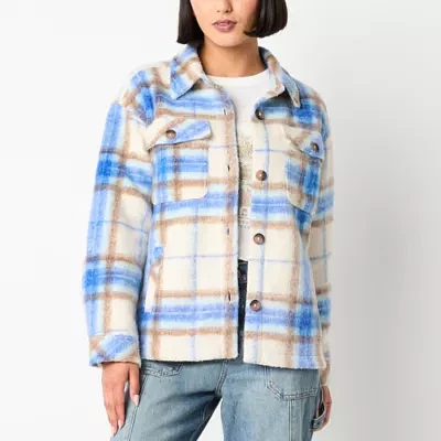 Arizona Plaid Shacket Midweight Womens Juniors Shirt Jacket