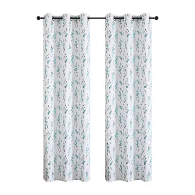 Regal Home Isla Printed Grommet Top Energy Saving Blackout Set of 2 Curtain Panels