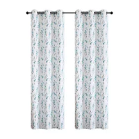 Regal Home Isla Printed Energy Saving Blackout Grommet Top Set of 2 Curtain Panel