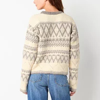 a.n.a Womens Crew Neck Long Sleeve Fairisle Pullover Sweater