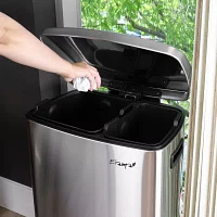 Elama 40 Liter 2 Compartment Large 10.6 Gallon Split Step Trash Can