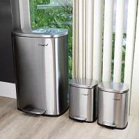 Elama 13 Gallon and Two 1.3 Gallon Stainless Steel Step Trash Cans