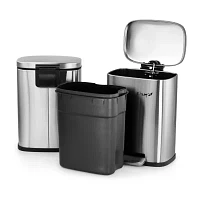 Elama 13 Gallon and Two 1.3 Gallon Stainless Steel Step Trash Cans