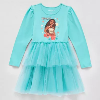 Disney Collection Little & Big Girls Long Sleeve Moana Tutu Dress