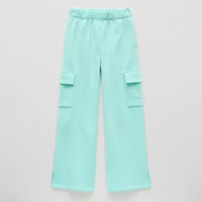 Xersion Little & Big Girls Mid Rise Wide Leg Cargo Pant