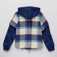 Thereabouts Little & Big Boys Hooded Long Sleeve Flannel Shirt