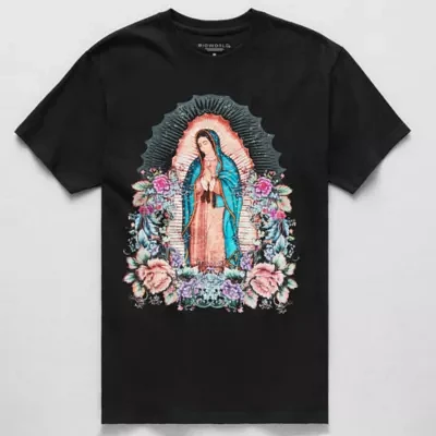 Mens Short Sleeve Virgin Mary Graphic T-Shirt