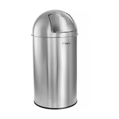 Megagoods 50 Liter Large 13 Gallon Push Lid Stainless Steel Cylindrical Trash Can