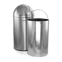 Elama 50 Liter Large 13 Gallon Push Lid Stainless Steel Cylindrical Trash Can