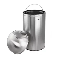 Elama 50 Liter Large 13 Gallon Push Lid Stainless Steel Cylindrical Trash Can